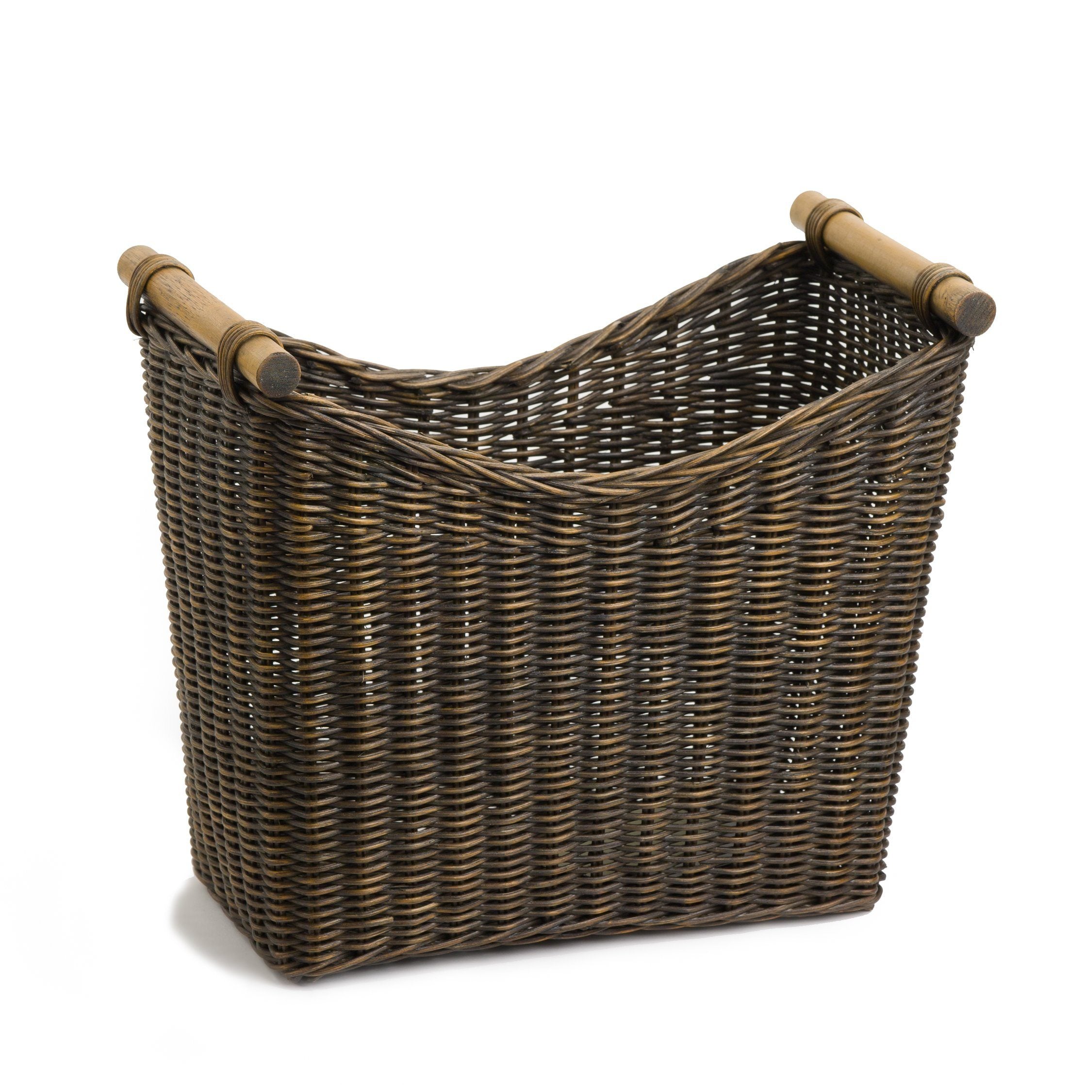Narrow Handwoven Wicker Magazine Basket - Image 2