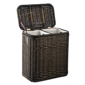 Timeless 2-Compartment Wicker Laundry Hamper