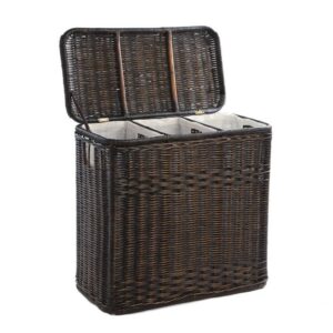 3-Compartment Wicker Laundry Hamper with Practical Detail