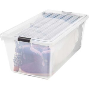 Clear Stackable Lidded Plastic Storage Container 91 Quart