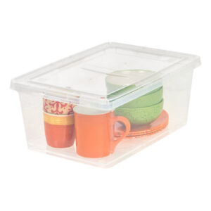 Clear Stackable Lidded Plastic Storage Container 17 Quart