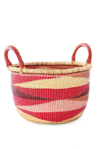 Red Triangle Design Double Handle Woven Basket