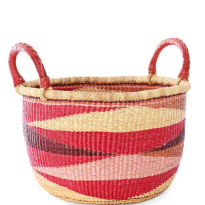 Red Triangle Design Double Handle Woven Basket