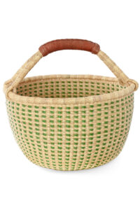 Forest Green and Natural Checked Woven Basket