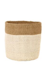 Large Cream and Khaki Sisal Basket Basket