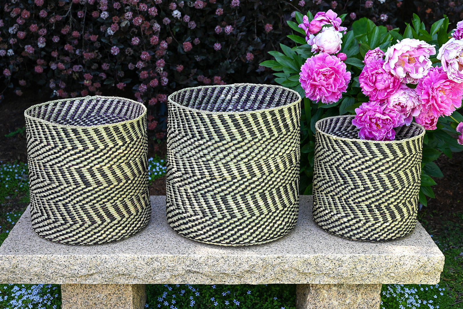 Black & Natural Woven Reed Reed Basket - Image 3