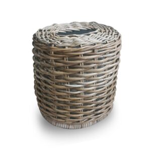 Textured Inset Oval Natural Woven Waste Bin