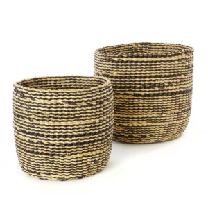 2-Piece Striped Elephant Grass Nesting Baskets