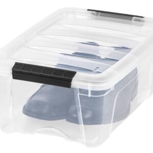 Clear Stackable Lidded Plastic Storage Container 12 Quart