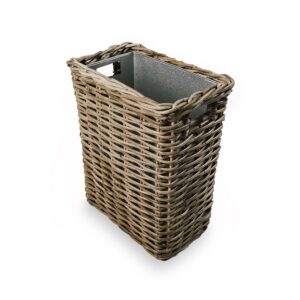 Rectangular Natural Woven Waste Bin with Metal Liner for Everyday Storage