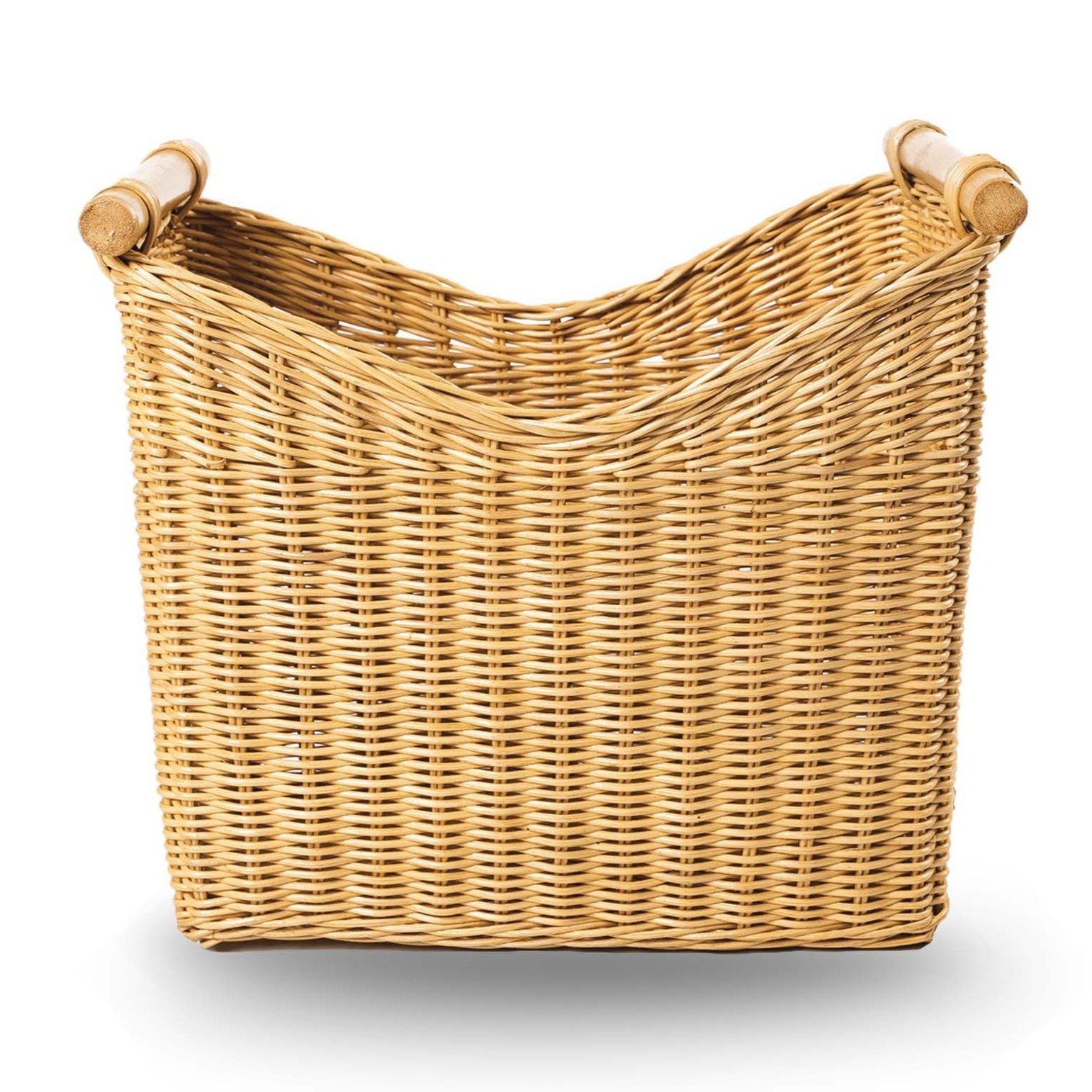 Narrow Handwoven Wicker Magazine Basket - Image 3