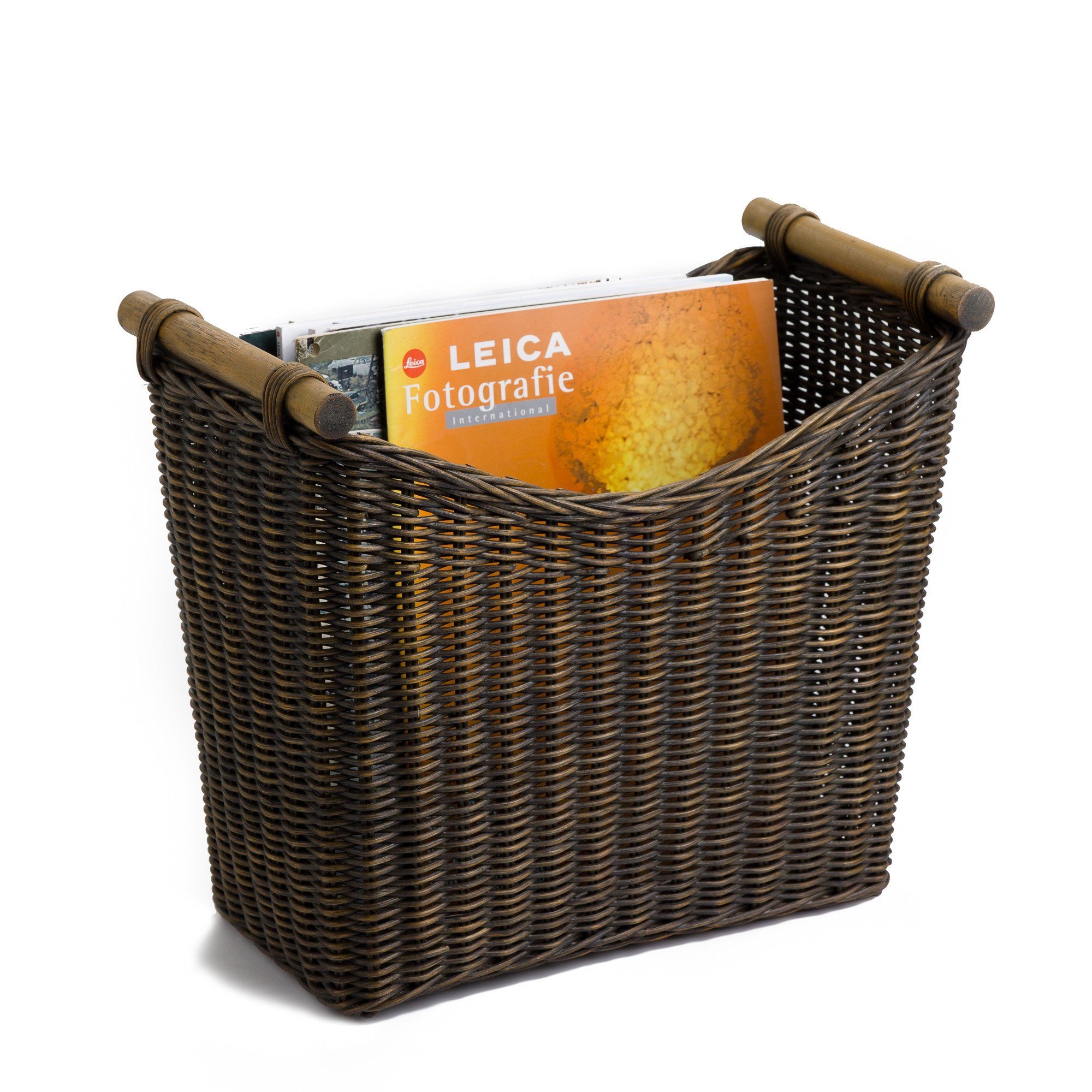 Narrow Handwoven Wicker Magazine Basket