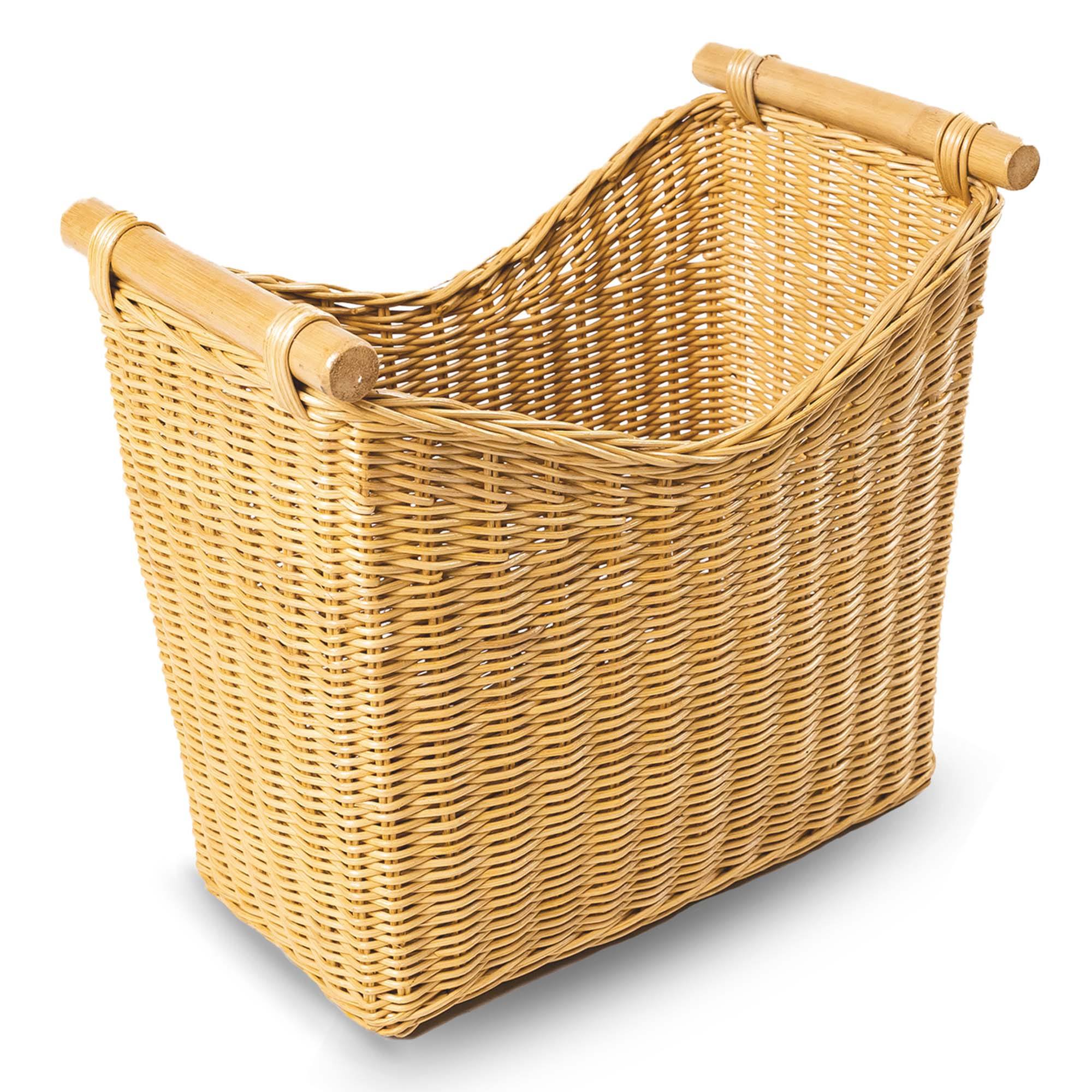 Narrow Handwoven Wicker Magazine Basket - Image 4
