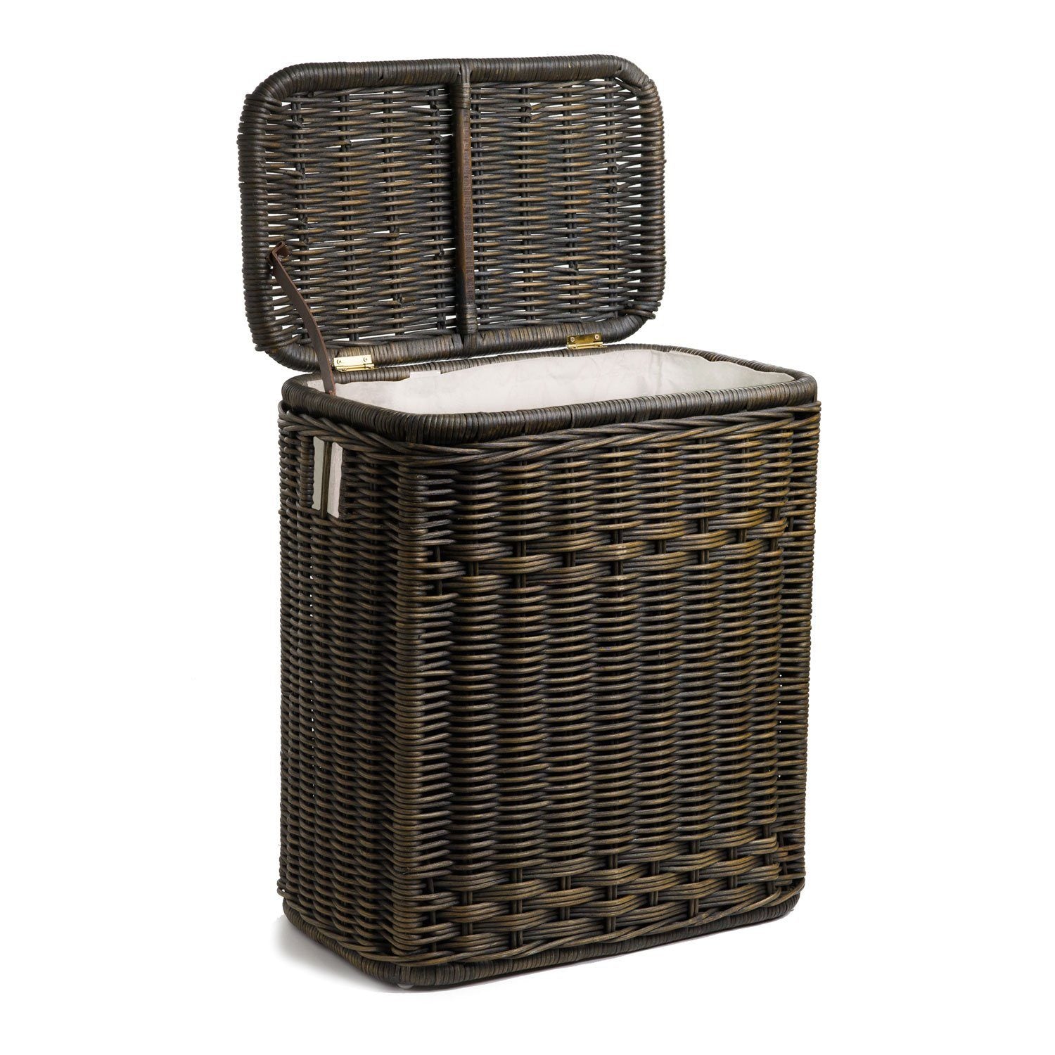Handwoven Narrow Rectangular Wicker Laundry Hamper - Image 2