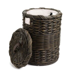 Handwoven Small Round Wicker Laundry Hamper