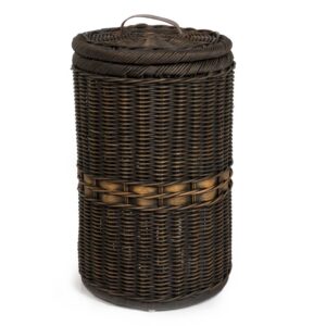 Tall Woven Trash Bin with Metal Liner with Practical Detail