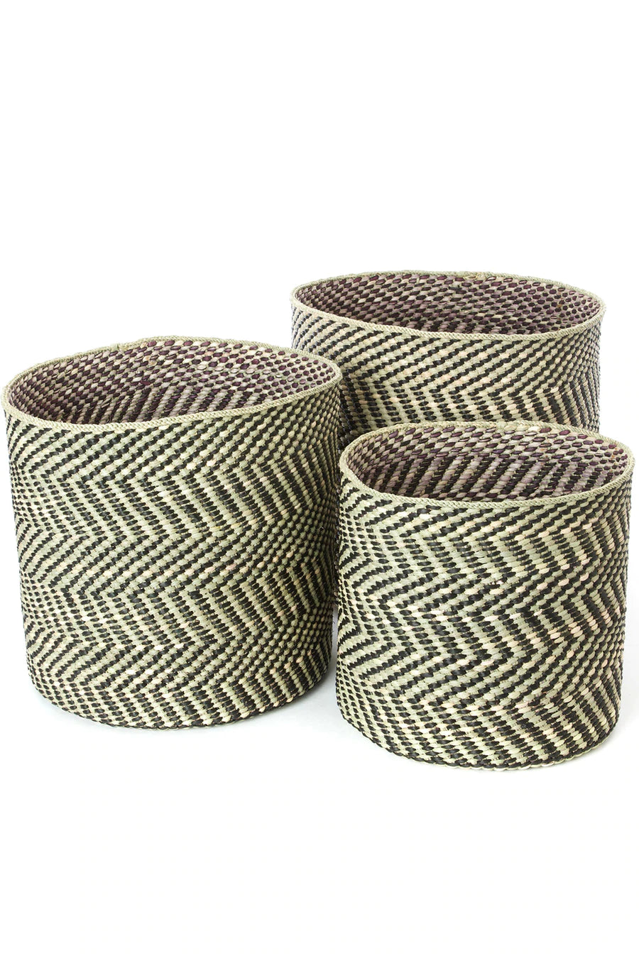 Black & Natural Woven Reed Reed Basket - Image 4