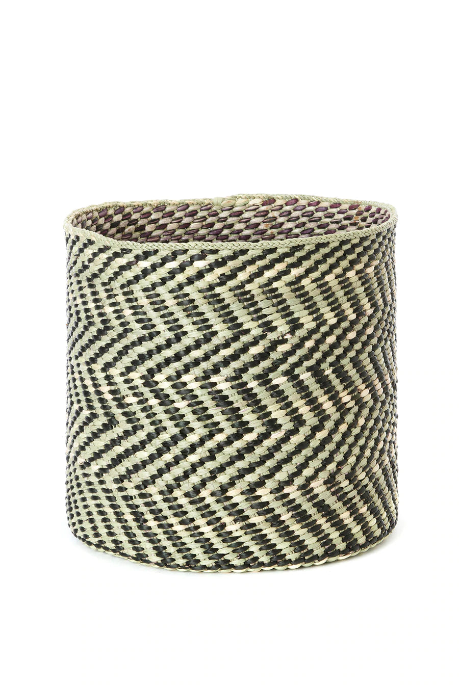 Black & Natural Woven Reed Reed Basket - Image 5