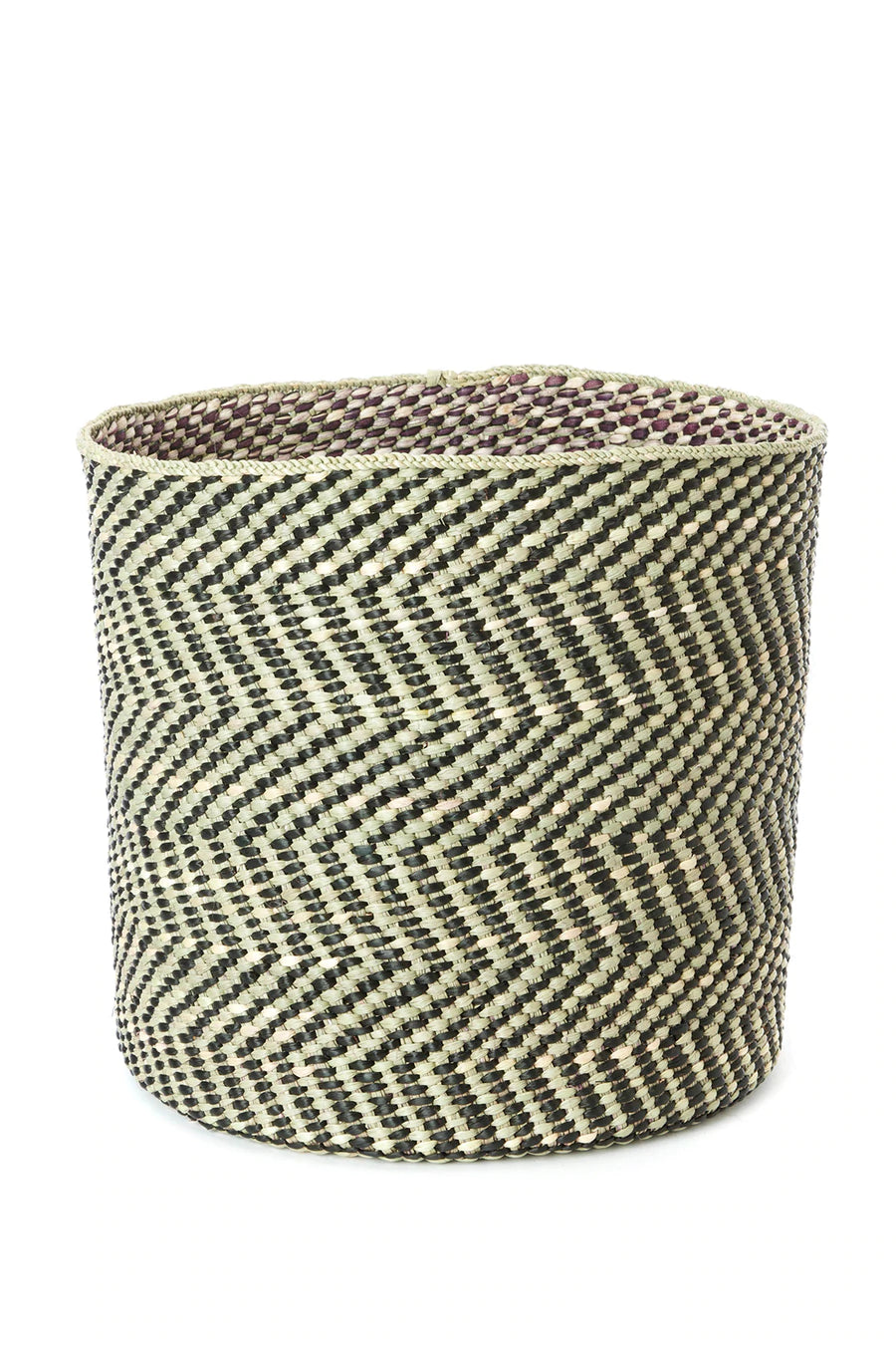 Black & Natural Woven Reed Reed Basket - Image 6