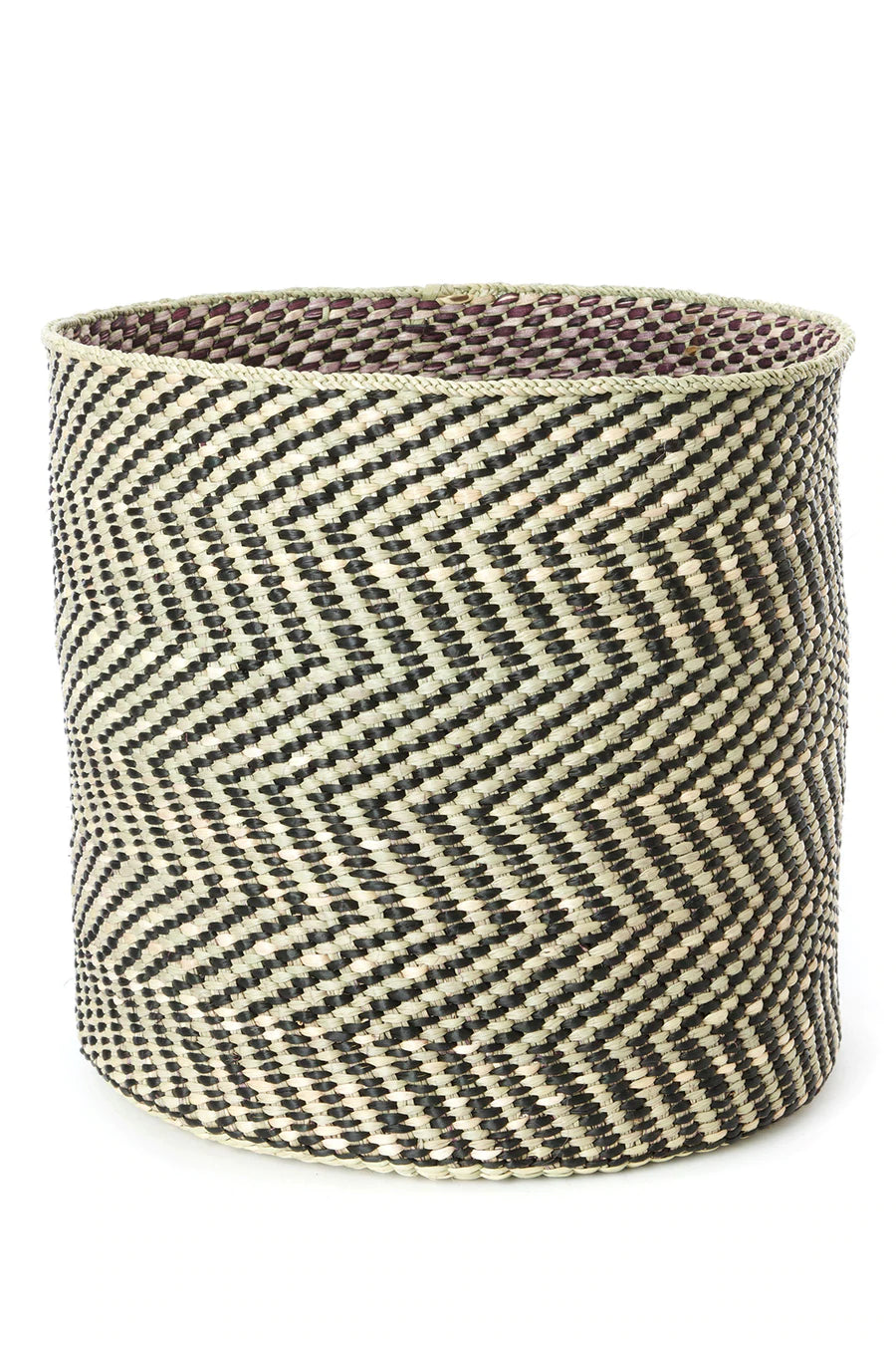 Black & Natural Woven Reed Reed Basket