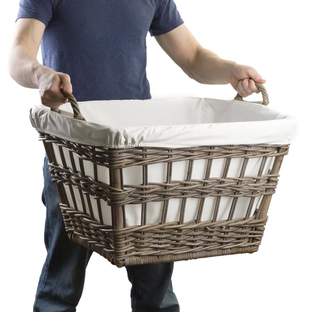 Natural French-Style Wicker Laundry Basket - Image 3